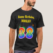 T-shirt Fun Fireworks + Rainbow Motif "38" Anniversaire # (Devant)