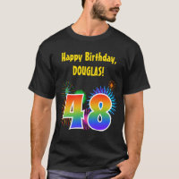 Fun Fireworks + Rainbow Motif "48" Anniversaire #