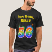 T-shirt Fun Fireworks + Rainbow Motif "56" Anniversaire # (Devant)