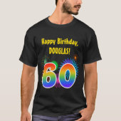 T-shirt Fun Fireworks + Rainbow Motif "60" Anniversaire # (Devant)