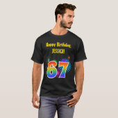 T-shirt Fun Fireworks + Rainbow Motif "67" Anniversaire # (Devant entier)