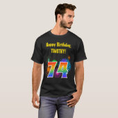 T-shirt Fun Fireworks + Rainbow Motif "74" Anniversaire # (Devant entier)