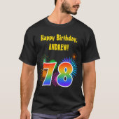 T-shirt Fun Fireworks + Rainbow Motif "78" Anniversaire # (Devant)