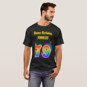 T-shirt Fun Fireworks + Rainbow Motif "79" Anniversaire # (Devant entier)