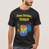 T-shirt Fun Fireworks + Rainbow Motif "8" Anniversaire # (Devant)