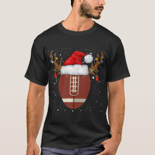 T-shirt Fun Football Reindeer Santa Hat Noël