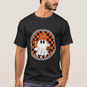 T-shirt Fun Ghost Retro Éffrayant avec À damiers Arrière - (Devant)
