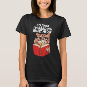 T-shirt Fun Go Away Je lis Nerdy Cat Glasses Amour À