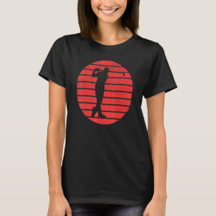 T-shirt Fun Golf Swing Golf Club Silhouette Sur Red Su