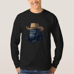 T-shirt Fun Gorilla Face avec Cowboy Casquette pour Rodeo
