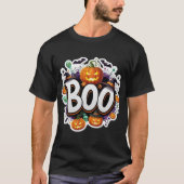 T-shirt Fun Halloween Boo graphic with glowing pumpkins wi (Devant)