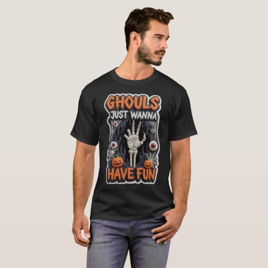 T-shirt Fun Halloween cartoon with text and spooky element (Devant entier)
