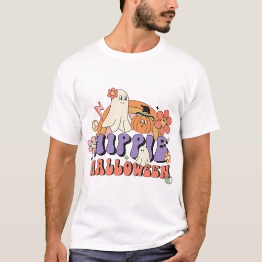 T-shirt Fun Halloween Designs Hippie Halloween Retro (Devant)