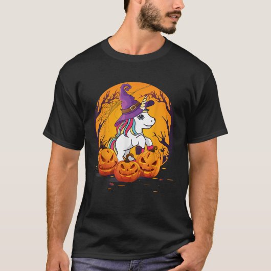 T-shirt Fun Halloween Girls Kids Witchy Unicorn Halloween (Devant)