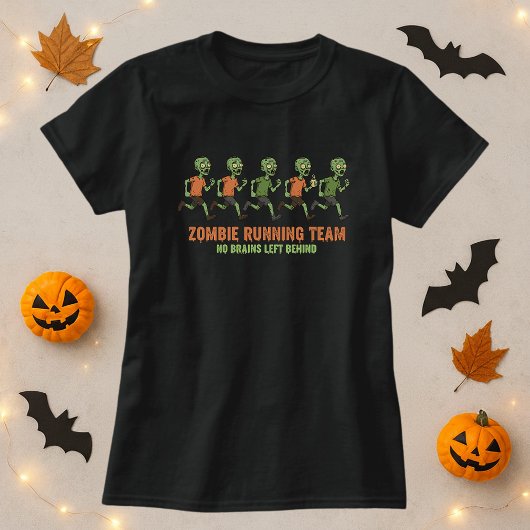 T-shirt Fun Halloween Zombie Courir Le Tee; Pas De Cerveau