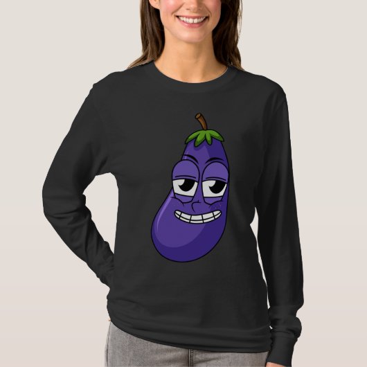 T-shirt Fun Happy Eggplant Designs for Fruit Vegetable Veg (Devant)