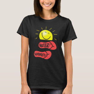 T-shirt Fun Hello Summer Sunshine Smiles Beach été