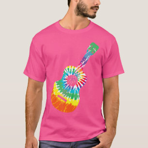 T-shirt Fun Hippie Rainbow Tie Dye Acoustique Guitare