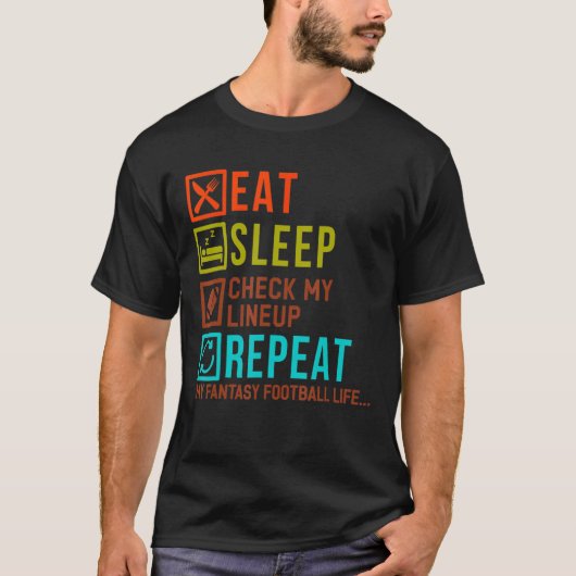 T-shirt Fun Imaginaire Football Saison Manger Sleep Check  (Devant)