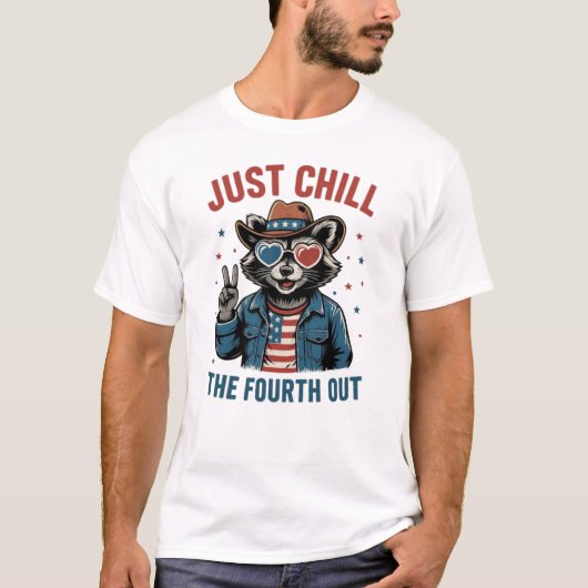 T-shirt Fun Just Chill quatrième dehors - Patriotic Raccoo (Devant)