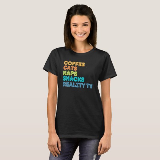 T-shirt Fun Kitty Chat Maman Chat Papa Café Chats Nap Snac (Devant entier)