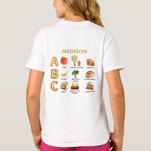 T-shirt Fun Learning ABC’s Apple Banana Carrot Name (Dos)
