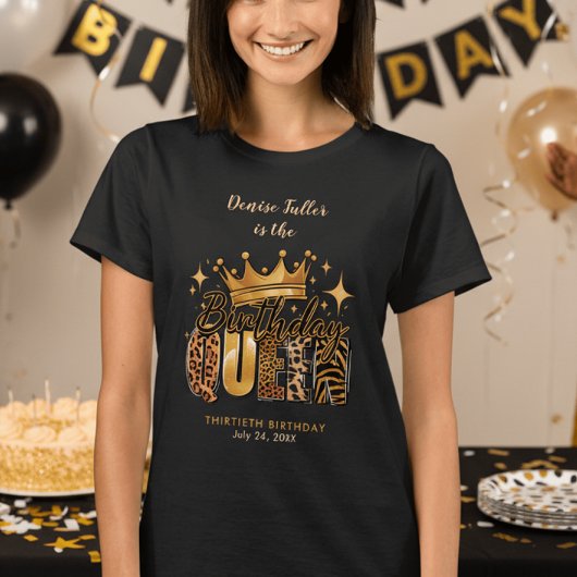 T-shirt Fun Leopard Birthday Queen Thirty Birthday