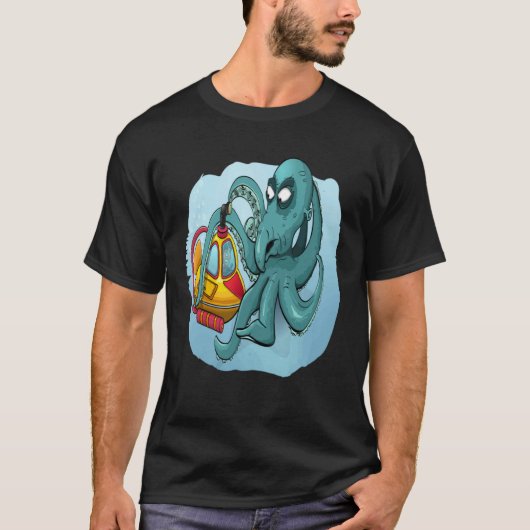 T-SHIRT FUN OCTOPUS OCTOPUS DIVER PERISCOPE UNDERWATER SUB (Devant)