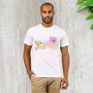 T-shirt Fun Pig sur ferme avec grange et clôture