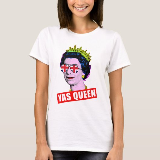 T-shirt Fun Pop art HM Queen avec des verres à crêpe union (Devant)