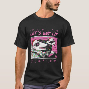 T-shirt Fun Possum Raccoon Lets Obtenir Trash Street Pink