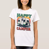 T-shirt Fun Retro Happy Camper blanc femmes (Devant)