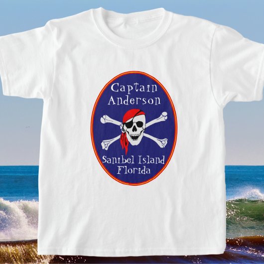 T-shirt Fun Sanibel Island FL Pirate avec nom Enfant