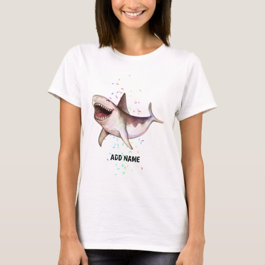 T-shirt Fun SHARK cadeau illustré Ajouter Nom aquarelle (Devant)