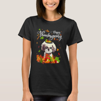 T-shirt Fun Shih Tzu Thanksgiving Autumn Dog