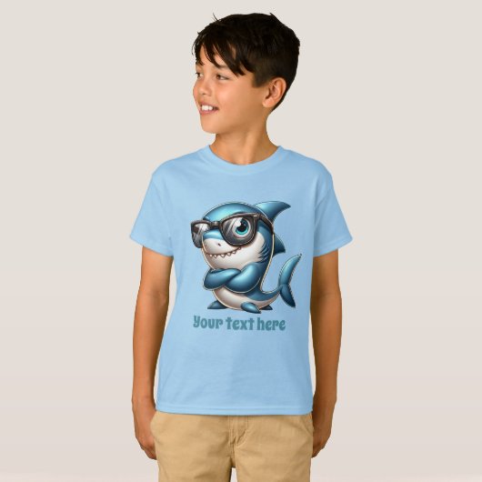 T-shirt Fun Summer requin ajouter textos garçons (Devant entier)