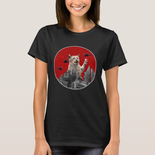 T-shirt Fun Tee Chat montrant un chat semant la pagaille d (Devant)