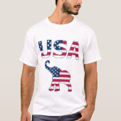 T-shirt Fun USA Map Drapeau Âne éléphant, Rouge Blanc, Ble (Devant)