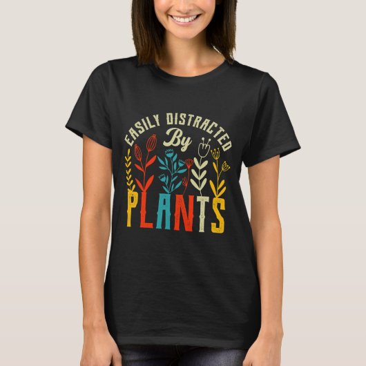 T-shirt Fun Vegan Plante facilement distrait (Devant)