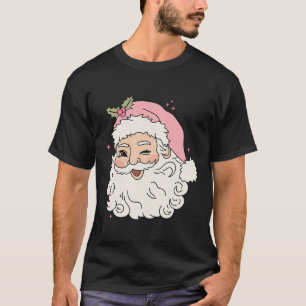 T-shirt Fun Vintage Pink Santa Claus Pink Noël Hommes de N