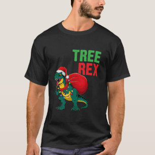 T-shirt Fundy Arbre de Noël Rex T Rex Santa Hat Lights Di