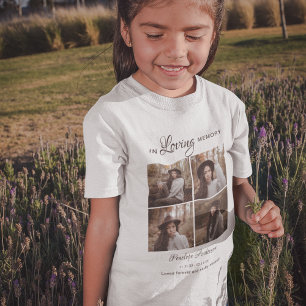 T-Shirt Funéraire Collage Photo Moderne 4 Enfants