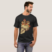 T-shirt Fungus Magic Psilocybin Mushrooms Skull Face Hippi (Devant entier)