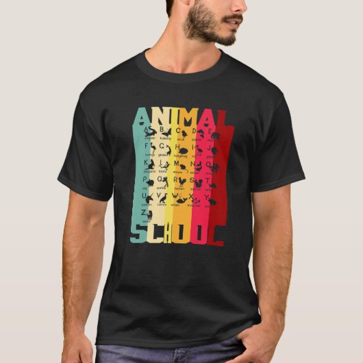 T-shirt Funky Alphabet Animal School A-Z Learning Prek Kin (Devant)