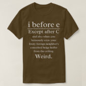 T-shirt Funky Anglais Grammar geek nerd I avant E 3 (Design devant)