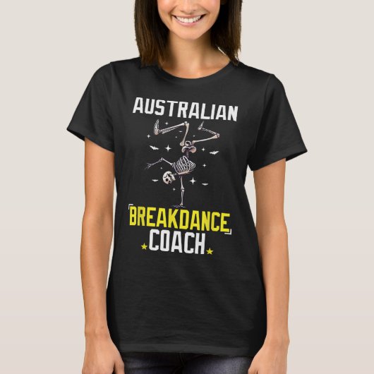 T-shirt Funky Australian Breakdance Coach Skeleton Hallowe (Devant)