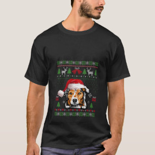 T-shirt Funky Australian Shepherd Santa hat ignoble Noël