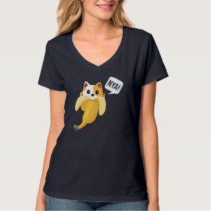 T-shirt Funky Banana Chat Nya Cute Chat Kitten Banana Frui