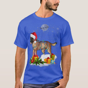 T-shirt Funky Belge Malinois Chien Lumières de Noël Père N