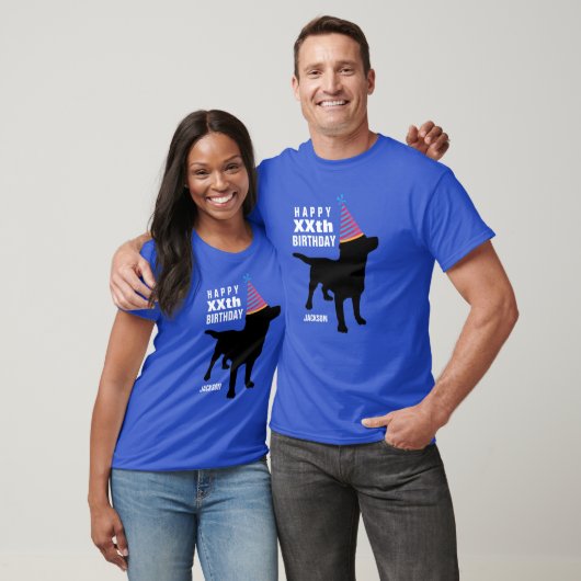 T-shirt Funky Black Lab Chien personnalisé Age et nom Anni (Unisexe)